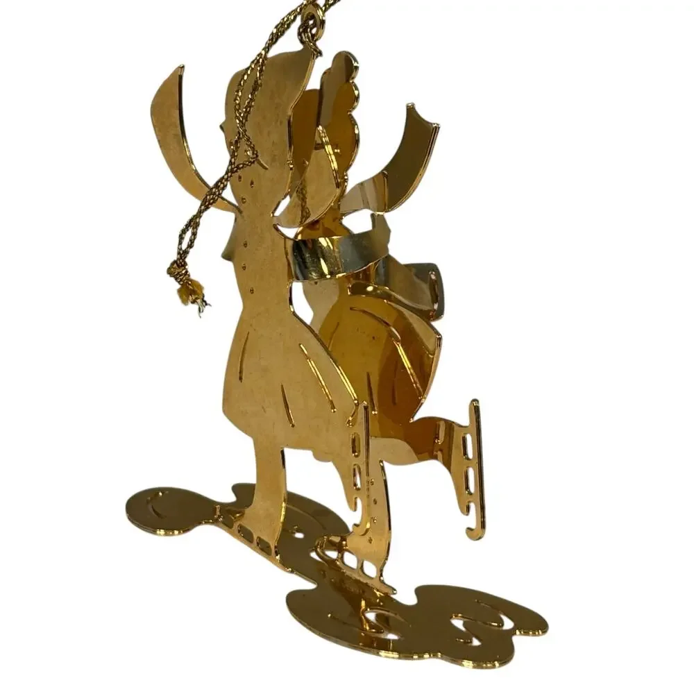 Danbury Mint 1983 Skaters Ice Skating Gold Metal 3.5